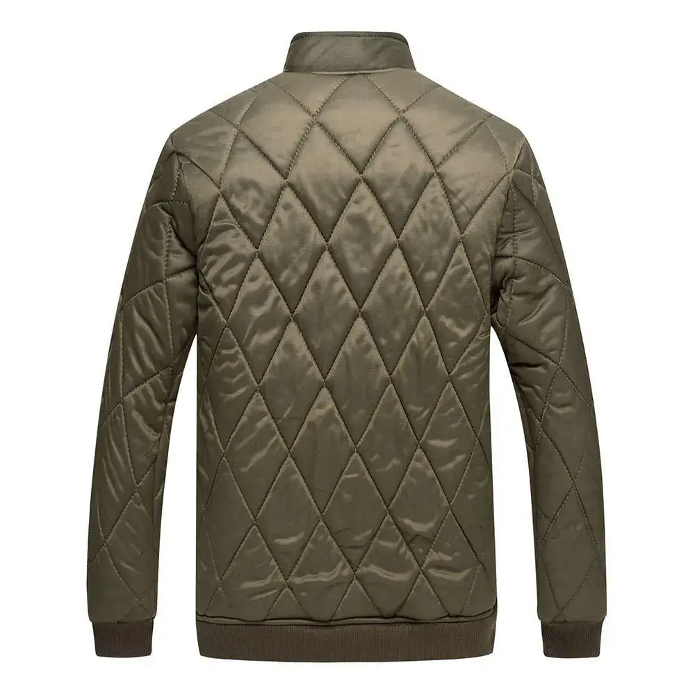 Men's Winter Quilted Jacket Olive Green Cold Proof - Image 3