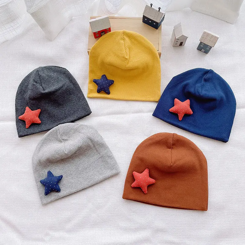 Newborn Cotton Knitted Ear Protection Hat Yellow Star - Image 10