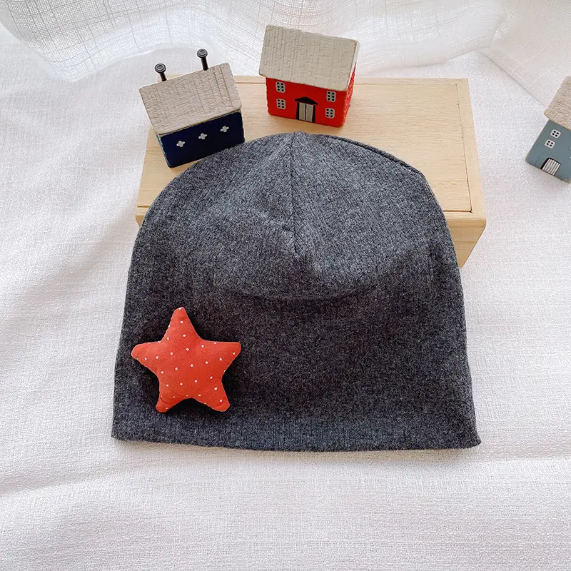 Newborn Cotton Knitted Ear Protection Hat Yellow Star - Image 4