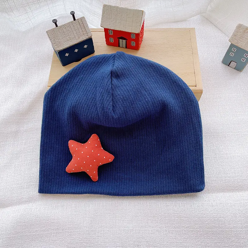 Newborn Cotton Knitted Ear Protection Hat Yellow Star - Image 7
