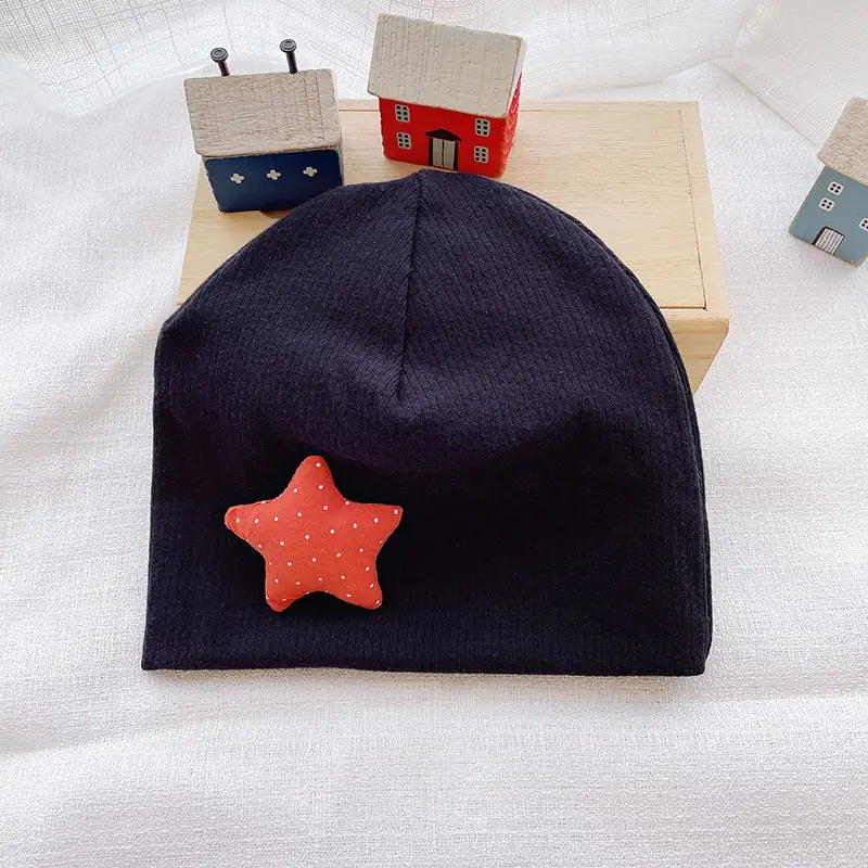 Newborn Cotton Knitted Ear Protection Hat Yellow Star - Image 3