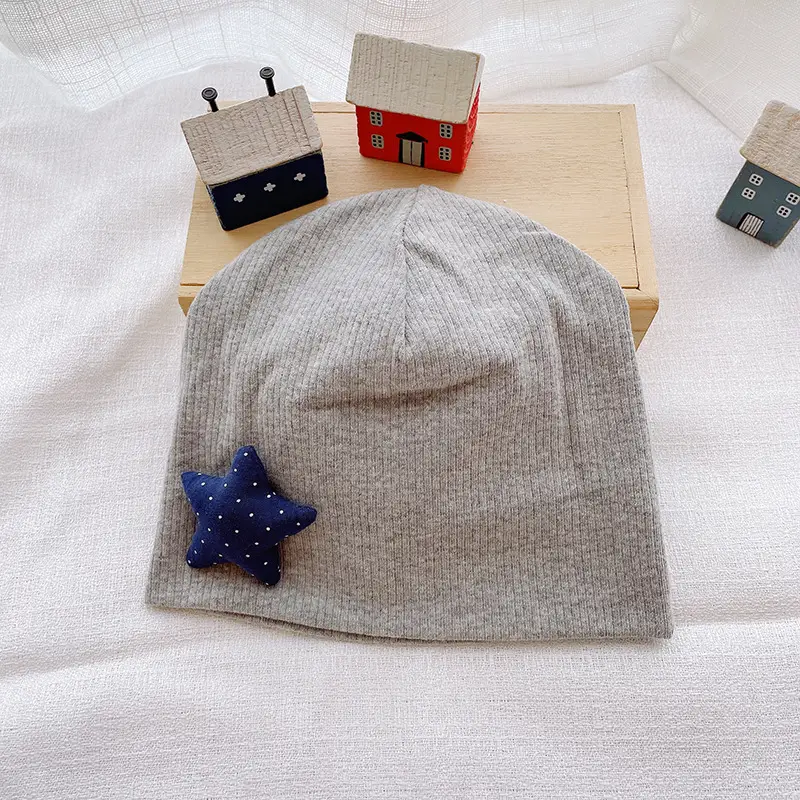 Newborn Cotton Knitted Ear Protection Hat Yellow Star - Image 5