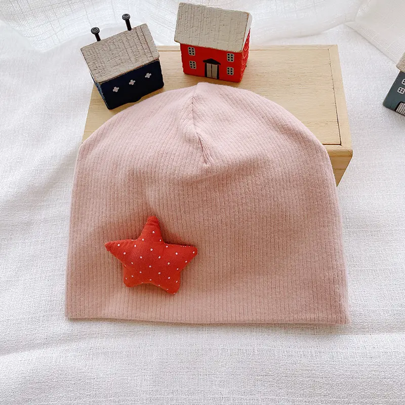 Newborn Cotton Knitted Ear Protection Hat Yellow Star - Image 6