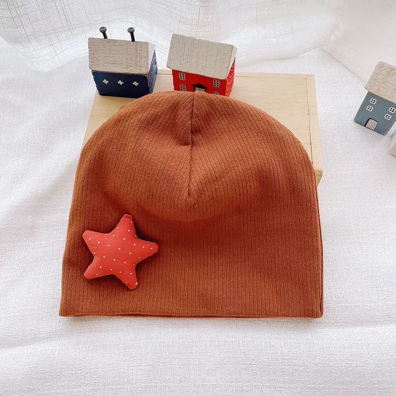 Newborn Cotton Knitted Ear Protection Hat Yellow Star - Image 8