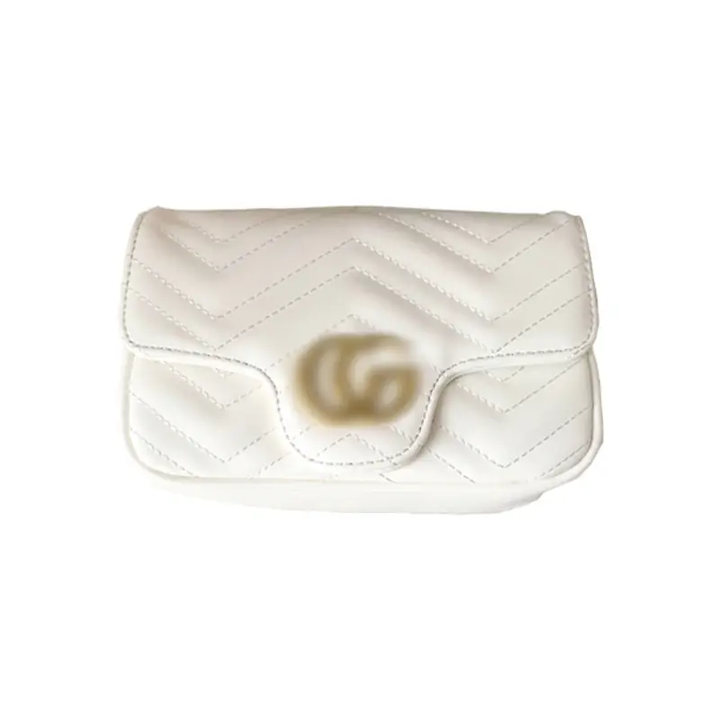 White Chain Shoulder Crossbody Bag with Diamond Plaid Design - Image 5
