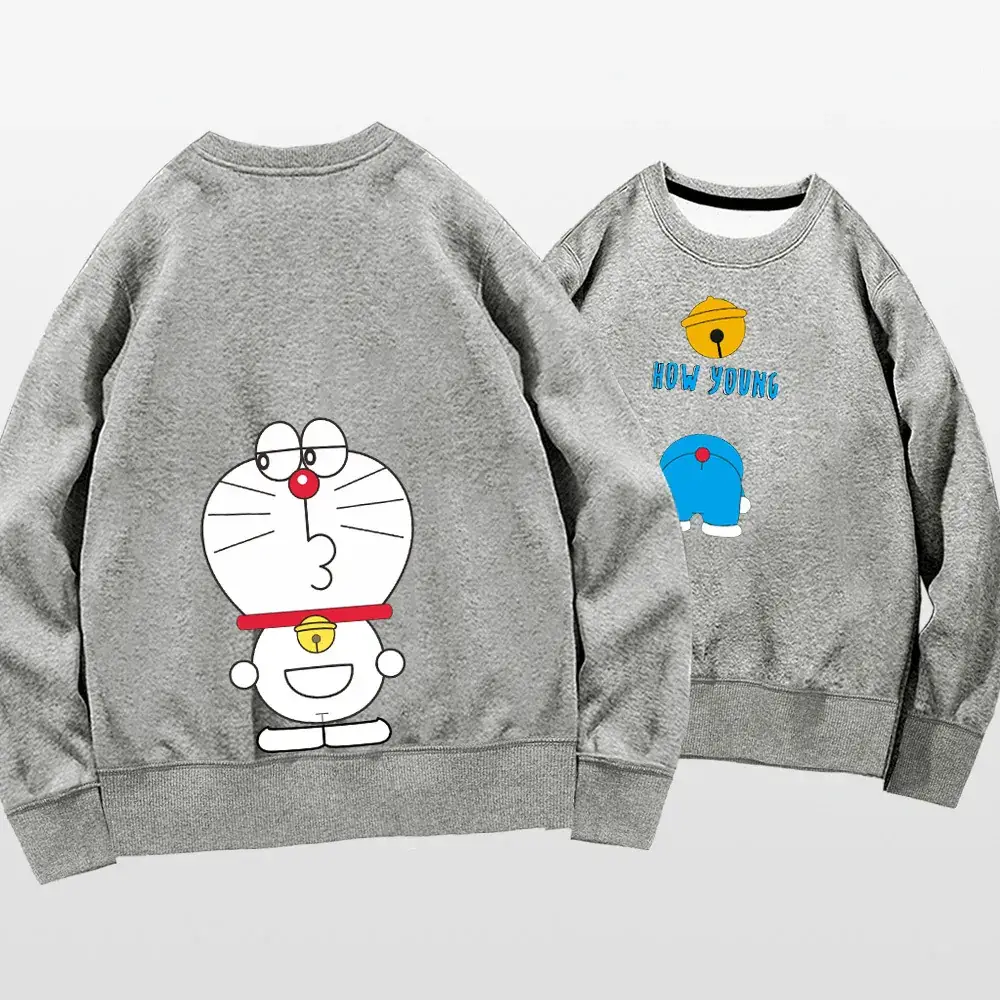 Doraemon Anime Sweater for Men Women Grey Print