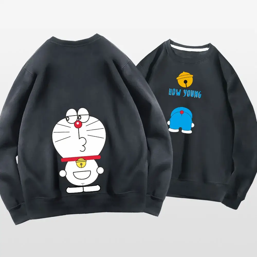 Doraemon Anime Sweater for Men Women Grey Print