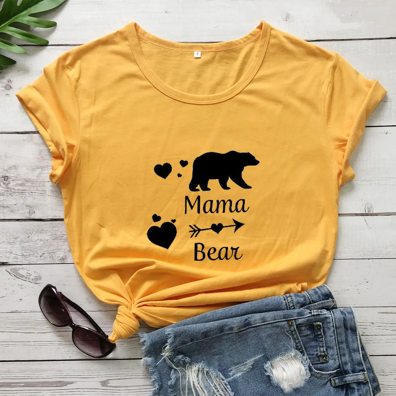 Mama Bear Print T-Shirt Grey Short Sleeve