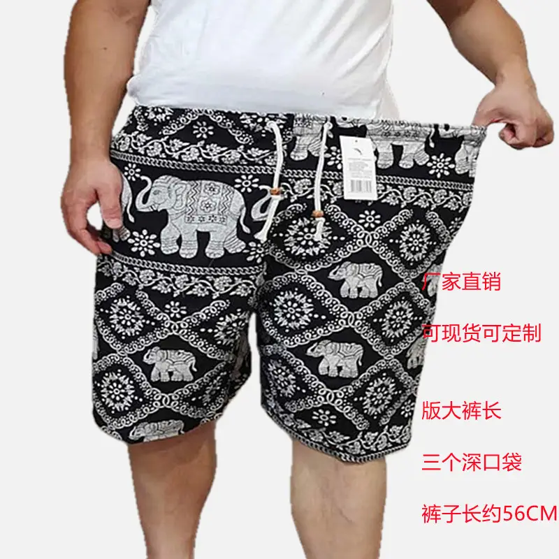 Men Cotton Printed Beach Shorts Large Retro Loose