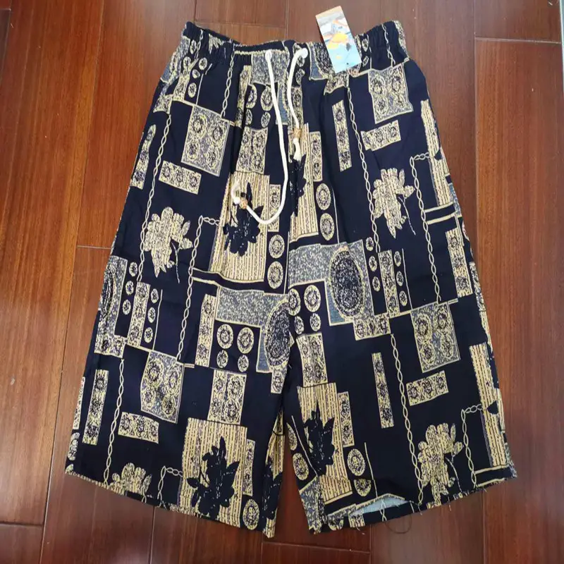 Men Cotton Printed Beach Shorts Large Retro Loose