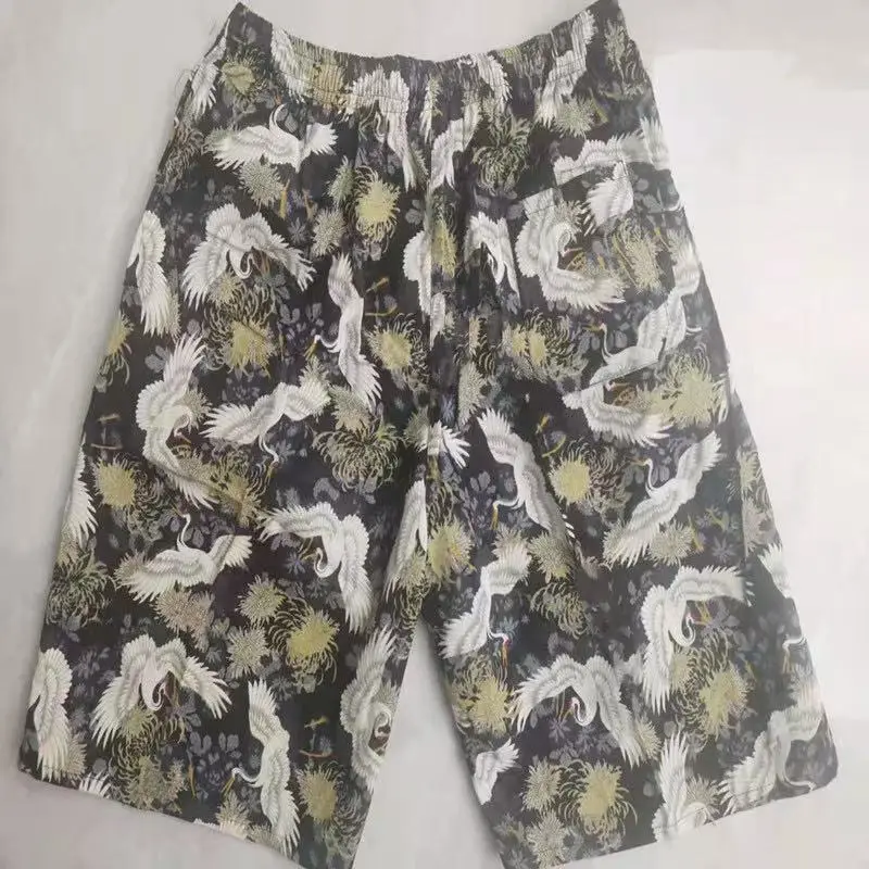Men Cotton Printed Beach Shorts Large Retro Loose