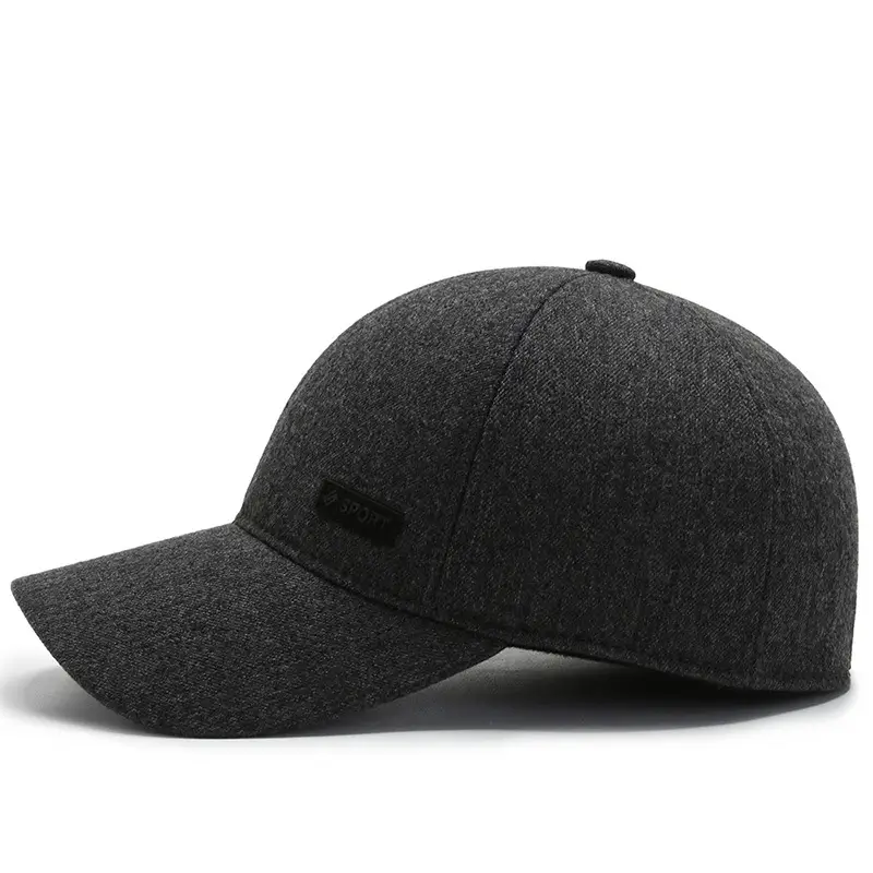 Men's Navy Fleece Baseball Cap with Ear Protection - Image 6