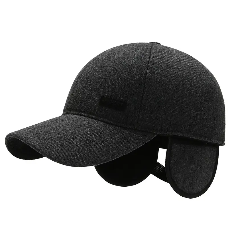 Men's Navy Fleece Baseball Cap with Ear Protection - Image 7