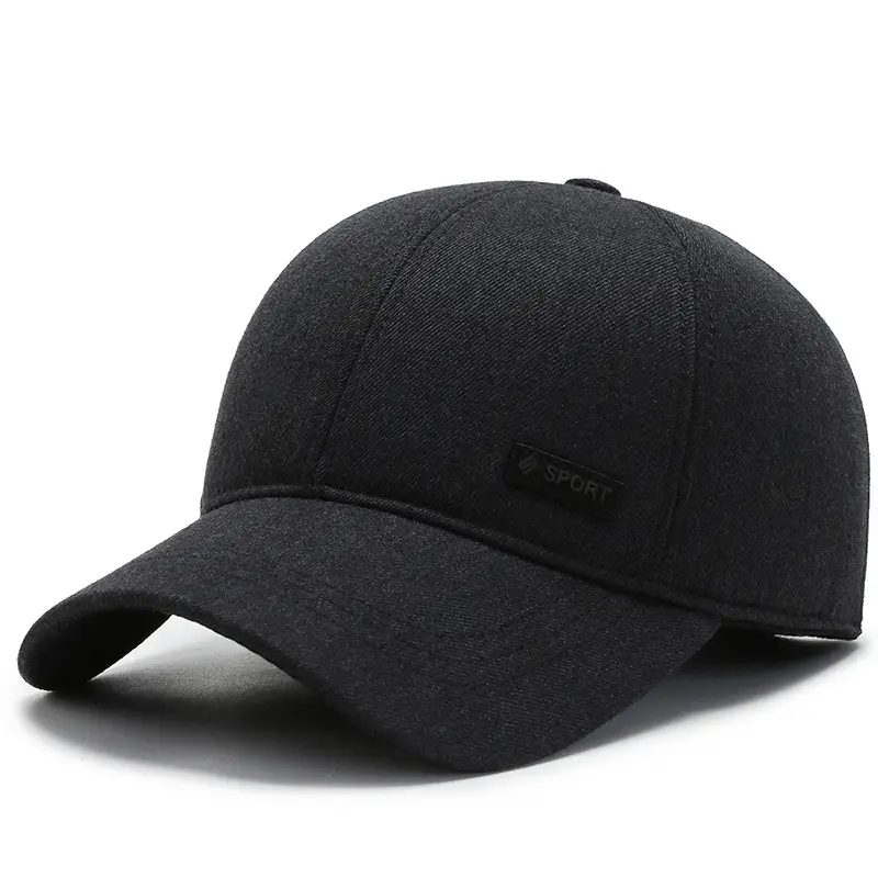 Men's Navy Fleece Baseball Cap with Ear Protection - Image 2