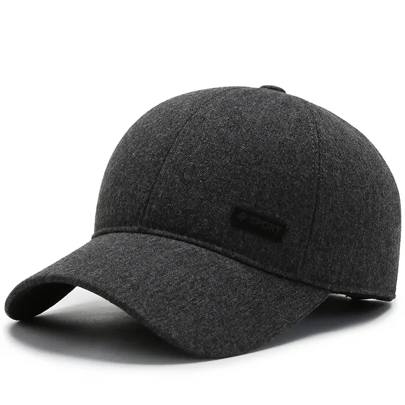 Men's Navy Fleece Baseball Cap with Ear Protection - Image 3