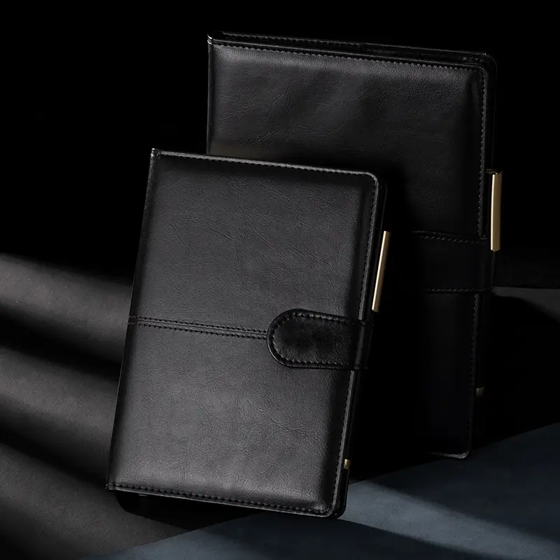 A5 Business Notepad Brown Leather Cover with Buckle