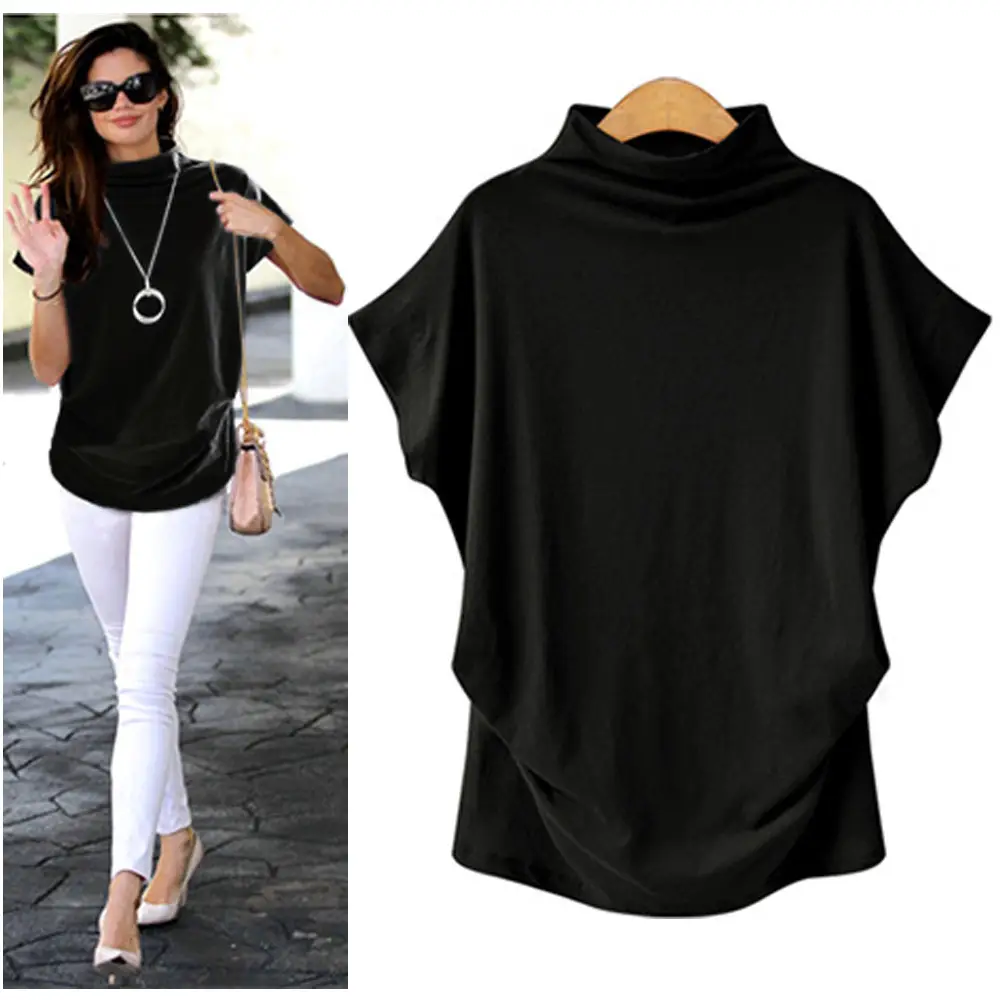 Women's Green High Collar T-Shirt Large - Image 17