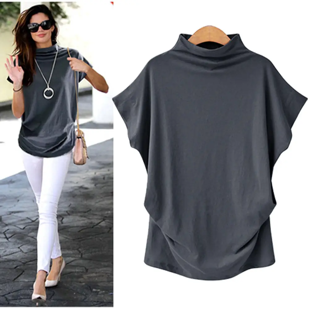Women's Green High Collar T-Shirt Large - Image 19