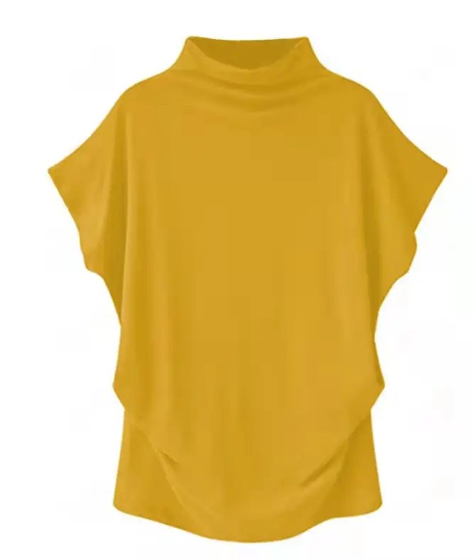 Women's Green High Collar T-Shirt Large - Image 3