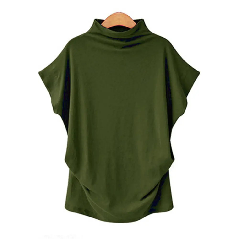 Women's Green High Collar T-Shirt Large - Image 9