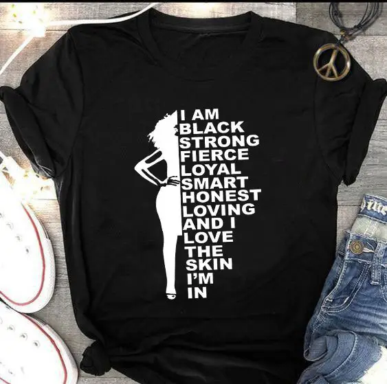 Maroon T-Shirt with "I AM Black Strong Fierce Loyal Smart" Design