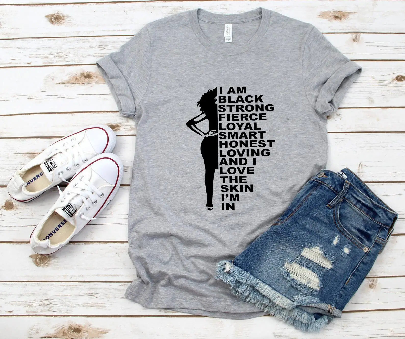 Maroon T-Shirt with "I AM Black Strong Fierce Loyal Smart" Design