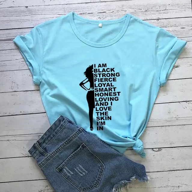 Maroon T-Shirt with "I AM Black Strong Fierce Loyal Smart" Design