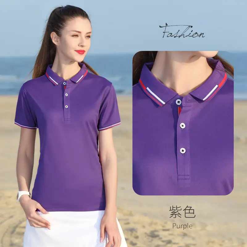 Purple Polo Short Sleeve Lapel T-Shirt - Image 3
