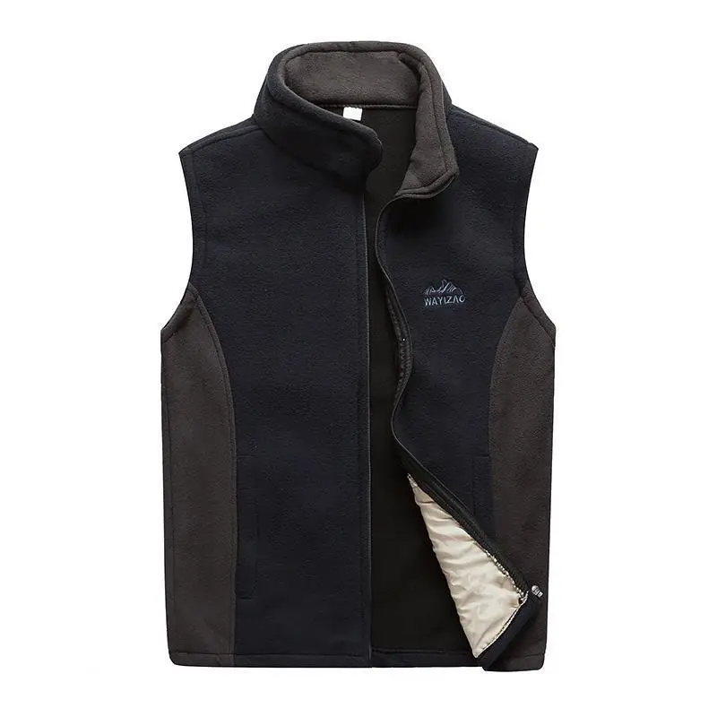 Men's Fleece Sleeveless Vest Dark Blue Large