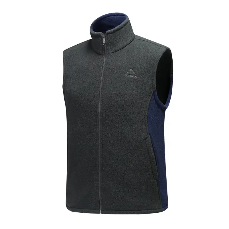 Men's Fleece Sleeveless Vest Dark Blue Large