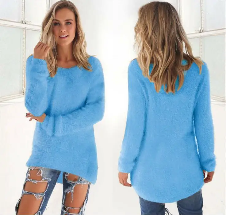 Women's Fuzzy Long Sleeve Sweater Set Autumn Winter - Image 11
