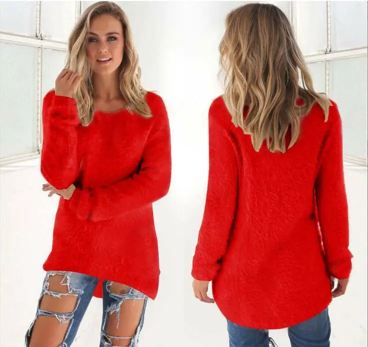 Women's Fuzzy Long Sleeve Sweater Set Autumn Winter - Image 5
