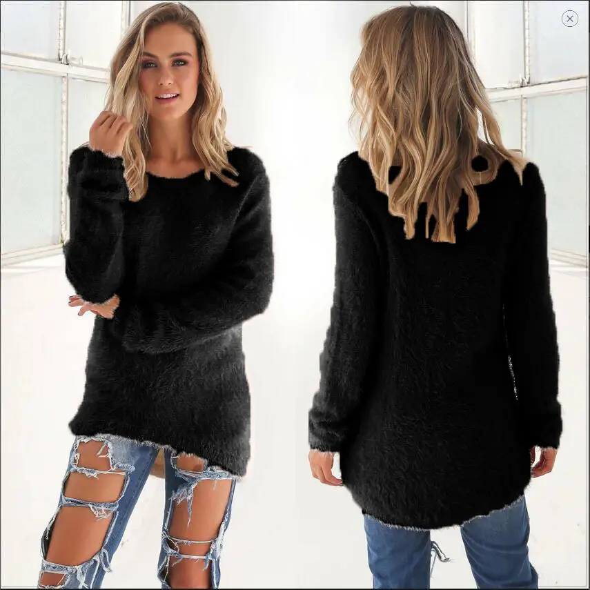Women's Fuzzy Long Sleeve Sweater Set Autumn Winter - Image 8