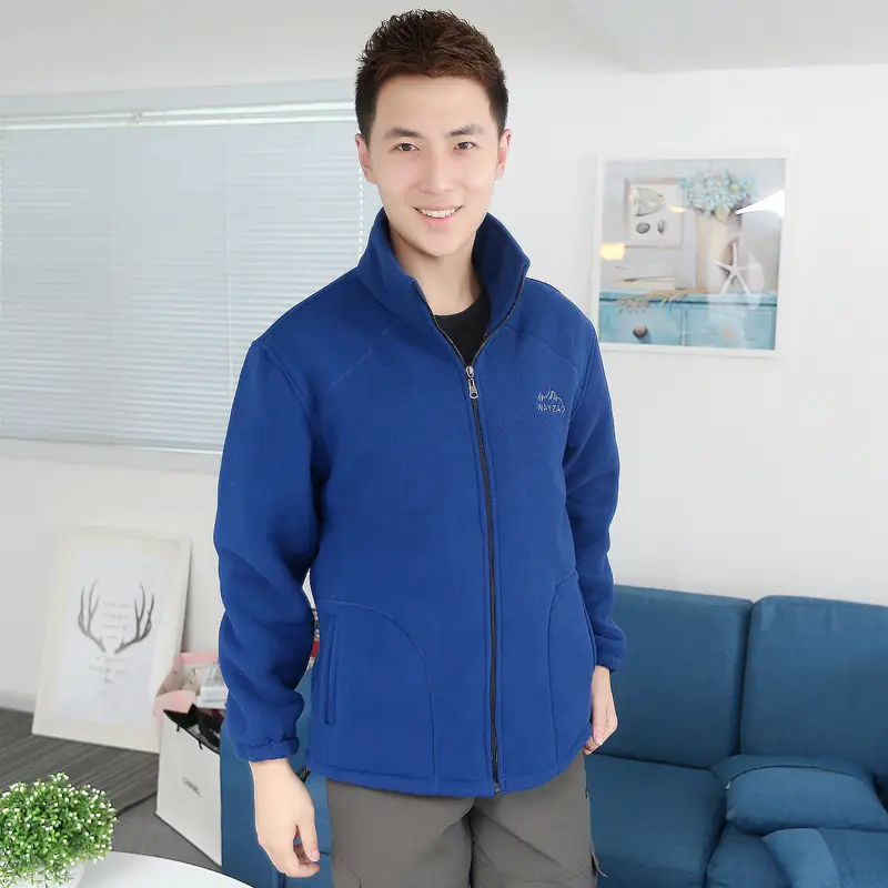 Men's Black Fleece Zipper Jacket Large Plus - Image 6