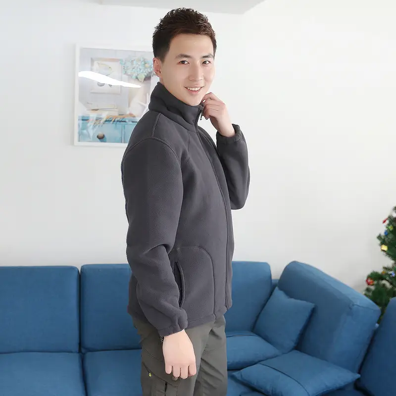 Men's Black Fleece Zipper Jacket Large Plus - Image 8