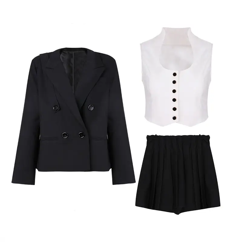 Black Vest & Overskirt Set for Women