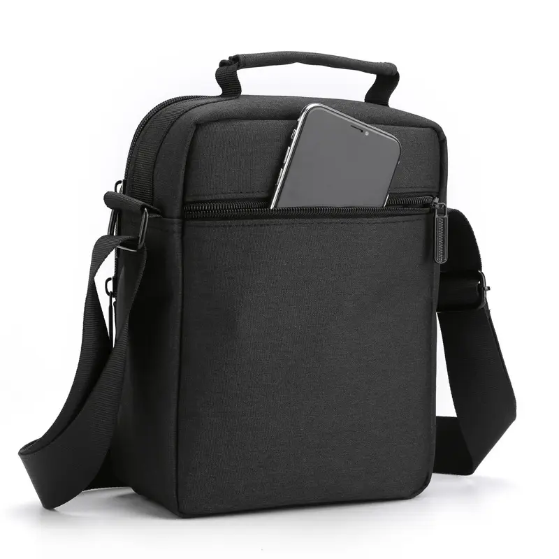 Men's Vertical Water-Repellent Crossbody Bag Black - Image 3