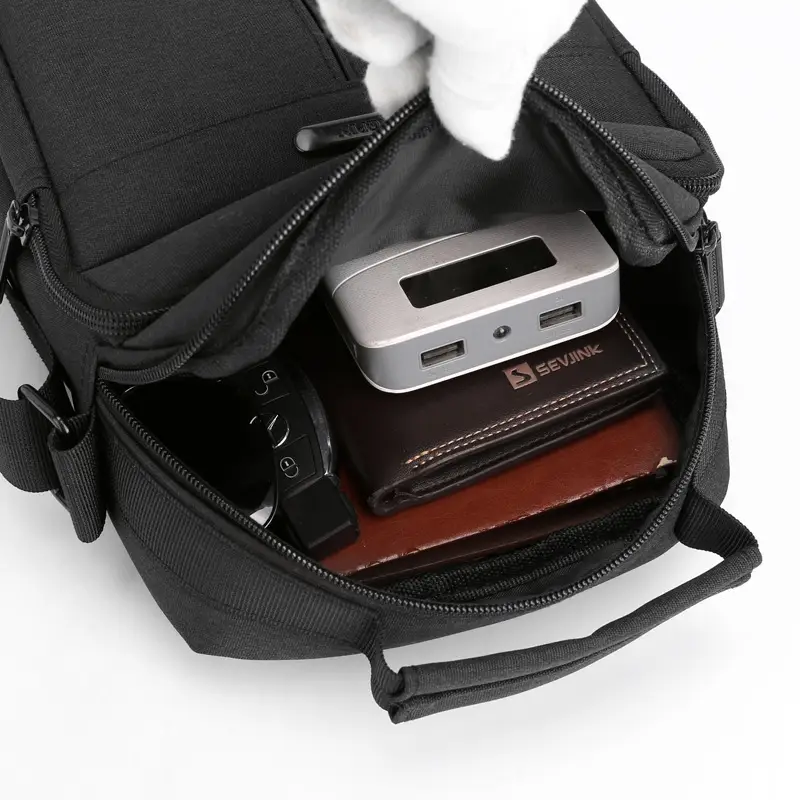 Men's Vertical Water-Repellent Crossbody Bag Black - Image 4