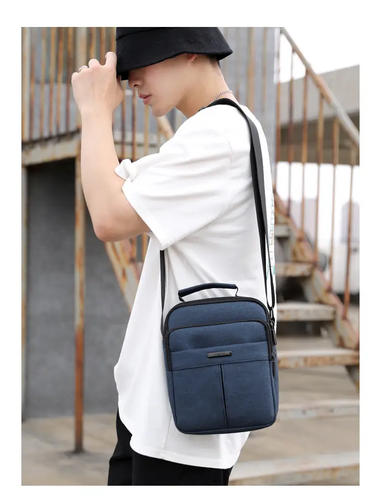 Men's Vertical Water-Repellent Crossbody Bag Black — feature 20