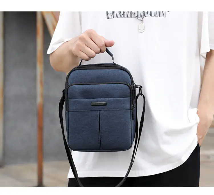 Men's Vertical Water-Repellent Crossbody Bag Black — feature 21