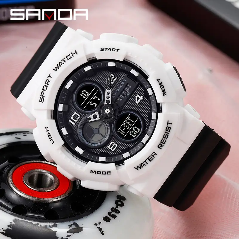 Sanda Sport Watch Pink Water Resistant Multifunctional