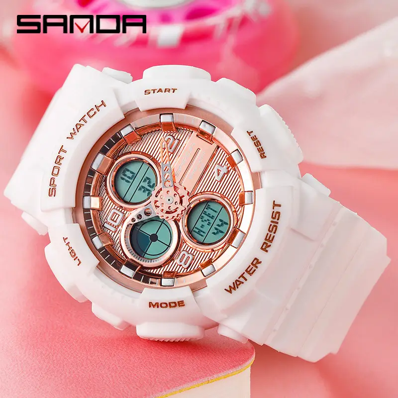 Sanda Sport Watch Pink Water Resistant Multifunctional