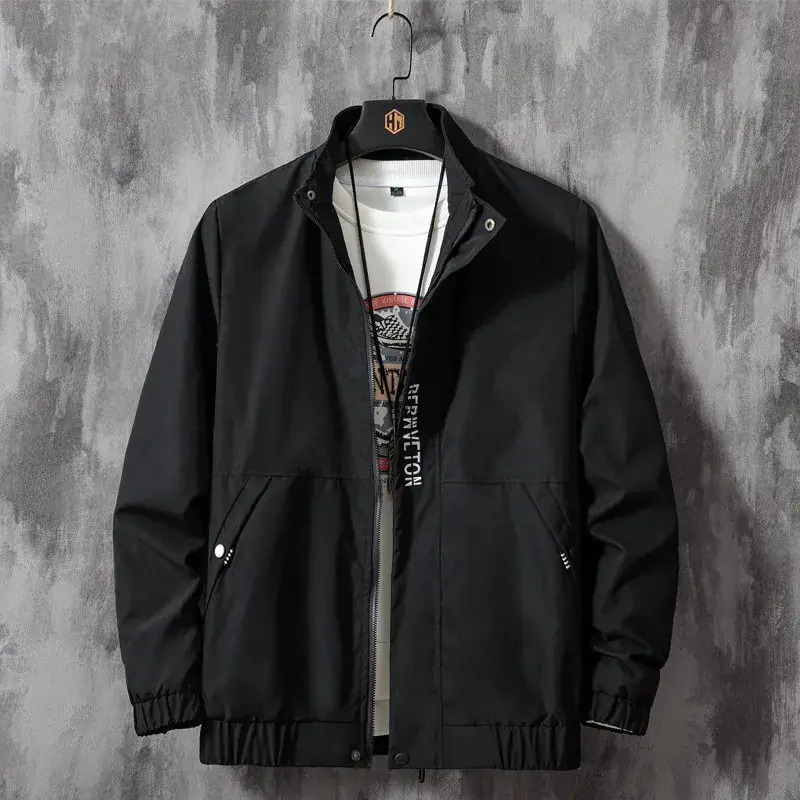 Men's Black Loose Fit Jacket Large Size Cross-border Casual
