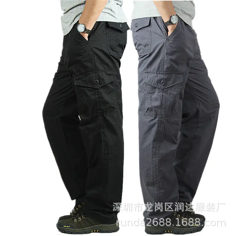Men's Cotton Multi-Bag Trousers Green Black Brown