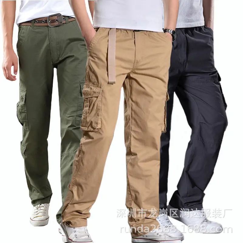 Men's Cotton Multi-Bag Trousers Green Black Brown
