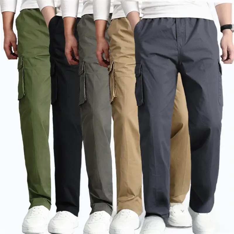 Men's Cotton Multi-Bag Trousers Green Black Brown