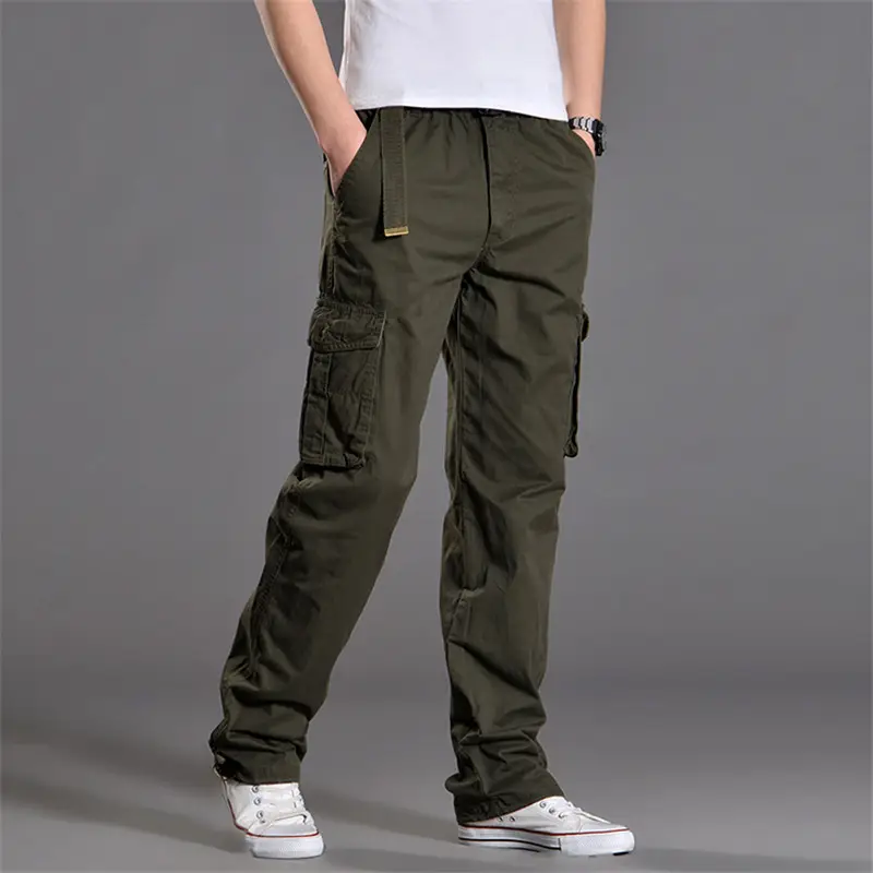 Men's Cotton Multi-Bag Trousers Green Black Brown
