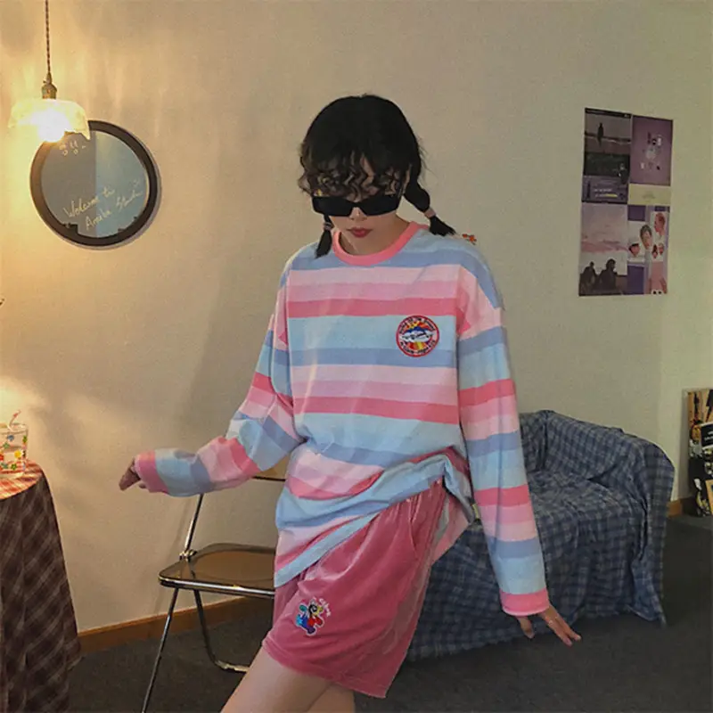 Women Korean-style Striped Long-sleeve Top 2020