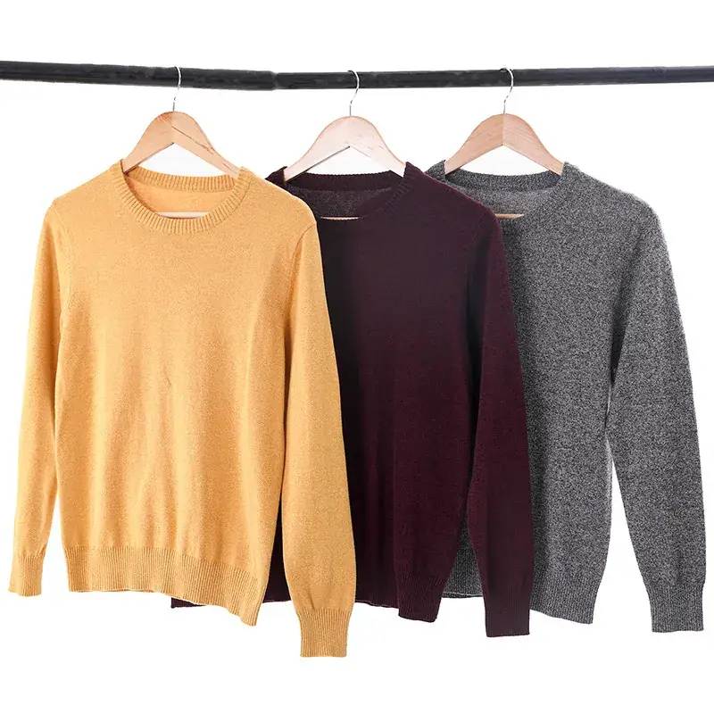 Men Round Neck Pullover Sweater Yellow Winter Casual Business Wear - Image 7