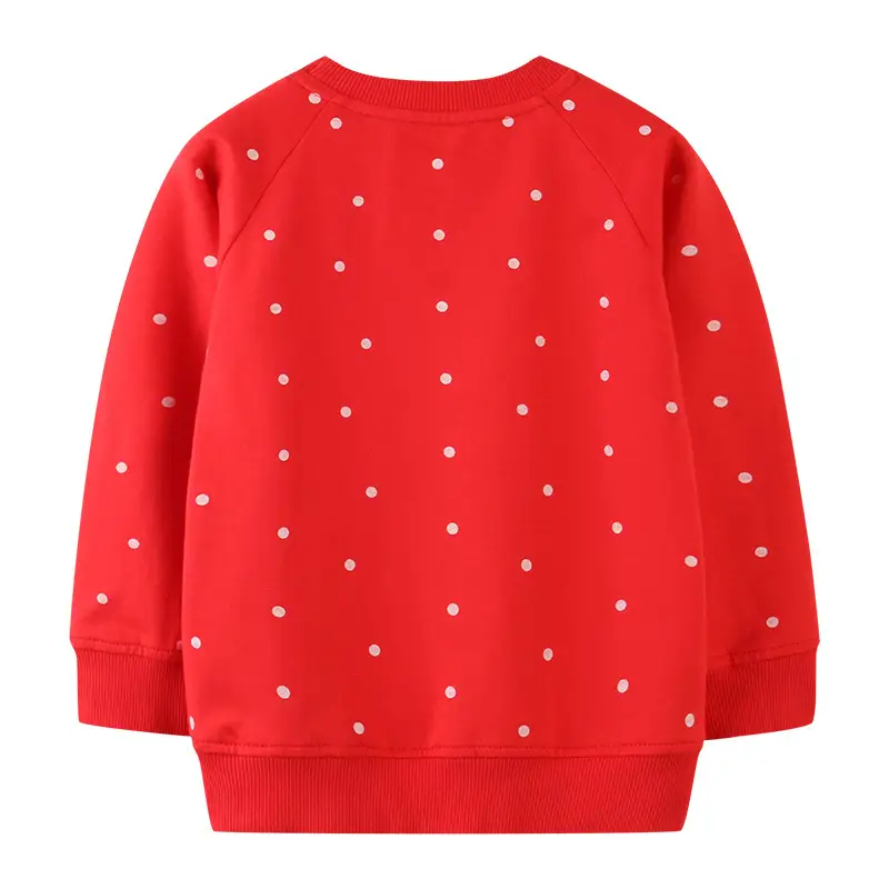 Red Polka Dot Long Sleeve Sweatshirt for Girls - Image 3